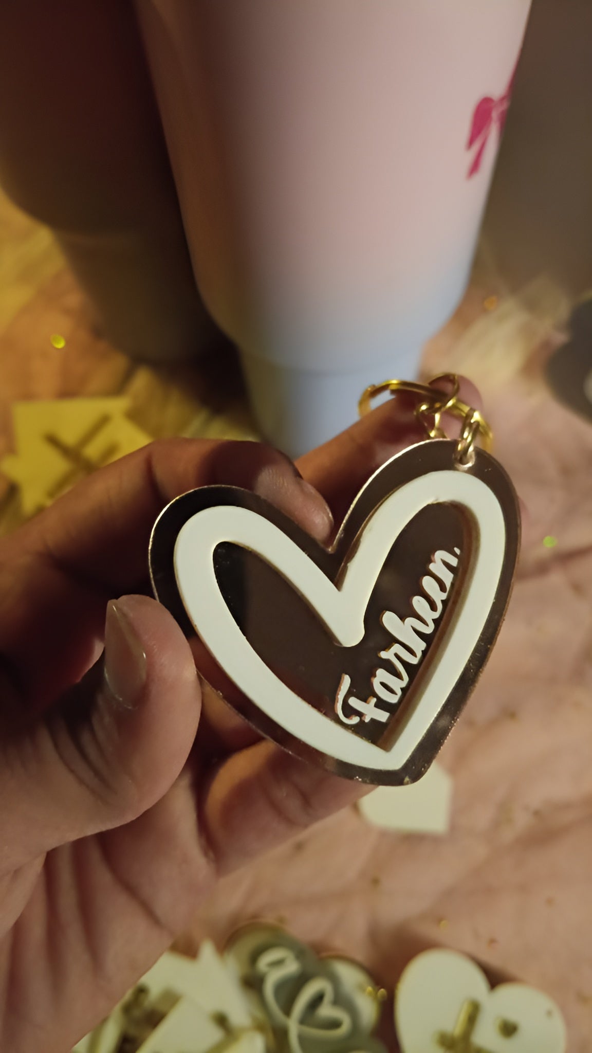 Heart Key Chain Rose Gold Pink Tone