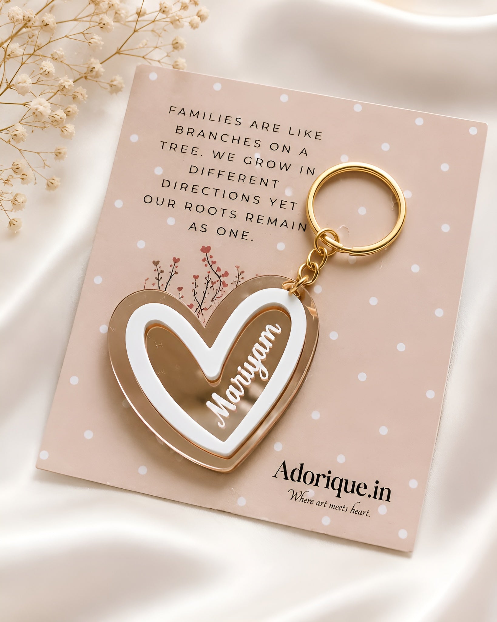 Heart Key Chain Rose Gold Pink Tone
