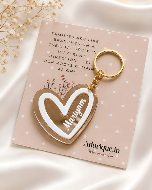 Heart Key Chain Rose Gold Pink Tone